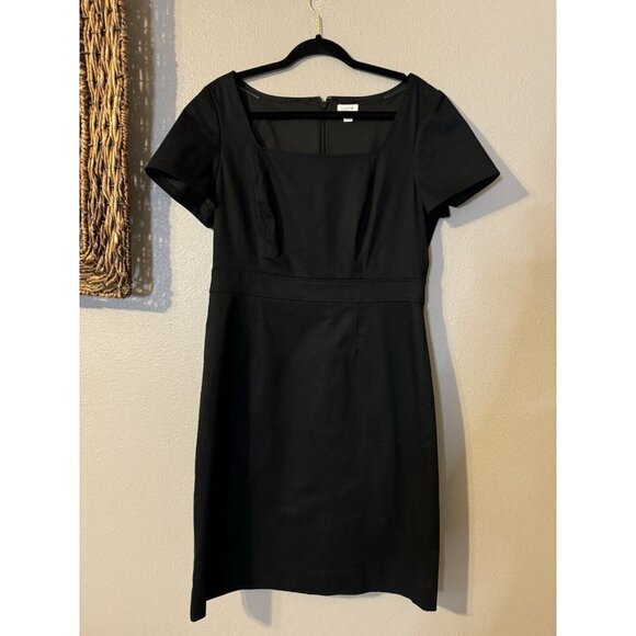 J Crew Sheath Dress 12 Black Short Sleeve Stretch Cotton Washable Career Casual - Picture 10 of 10
